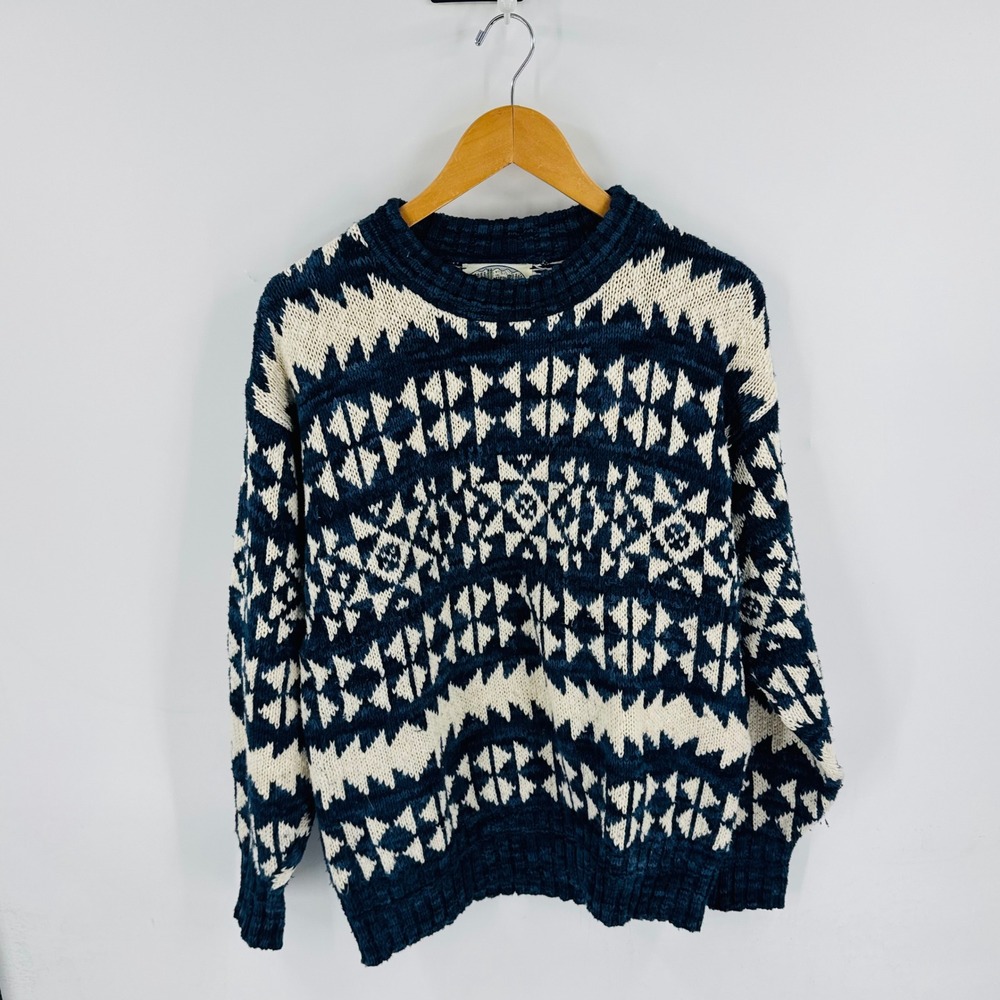 Vintage Britches Sweater Oversized Small 100%Cotton Fair Isle Made in USA
